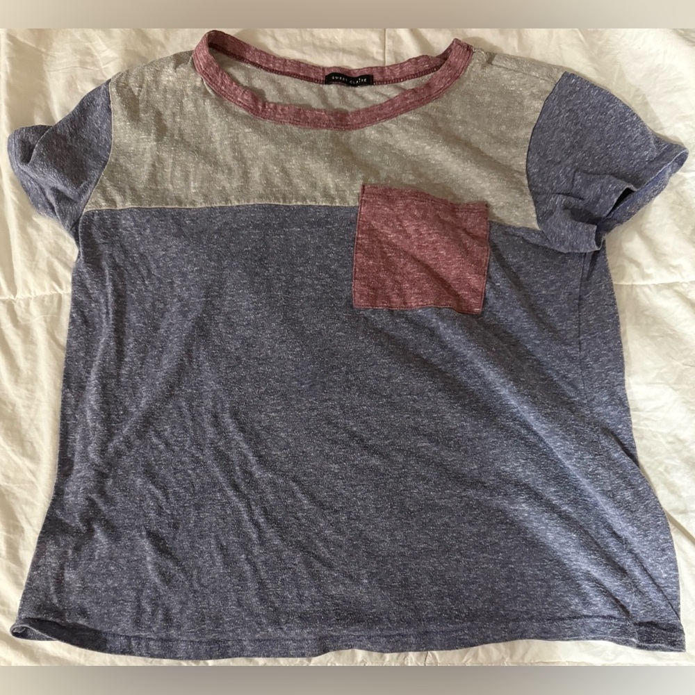 Sweet Claire colour block cozy vibes casual short sleeve t shirt for fall winter
